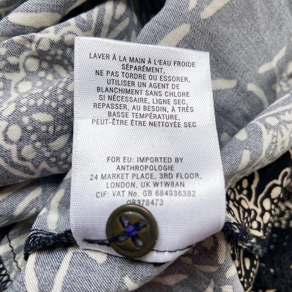 Holding Horses Anthropologie Dress Size 4 Black Tan Cream Floral Midi Sleveless - Picture 8 of 9